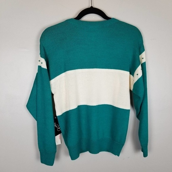 vintage St. John green star knit sweater, size 2, nwt - Picture 7 of 9